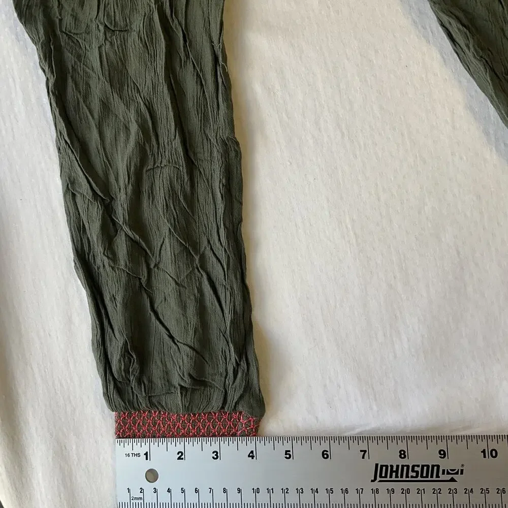 Justice Girls Pants 18/20 Green Embroidered Tassel 28